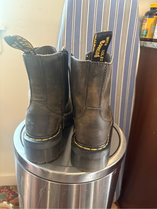 Dr. Martens Shoes - Dr. Martens Brown Leather Platform Chelsea Boots with Yellow Welt